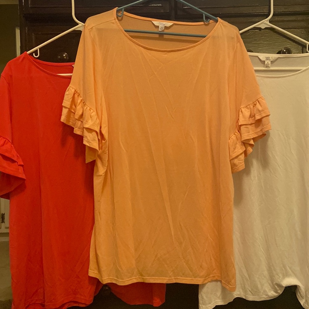 Ruffle Sleeve Solid Shirt Bundle
